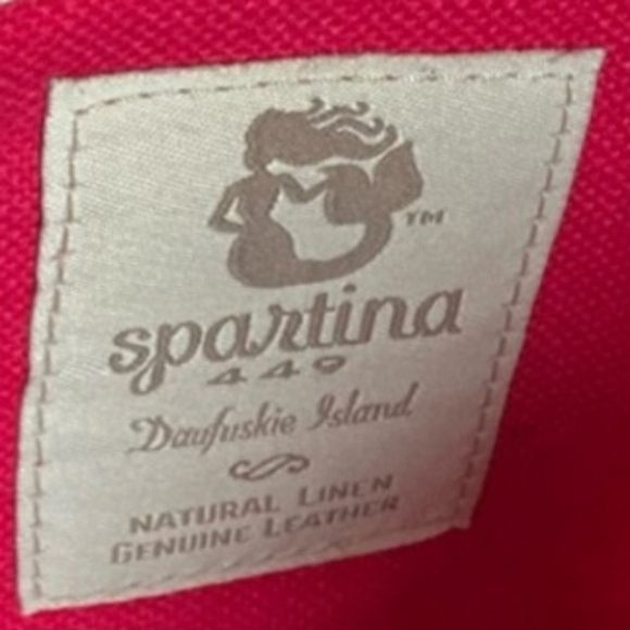 Spartina Tote Linen Canvas Double Leather Straps Paisley Print Rope Detail GUC - Picture 14 of 14